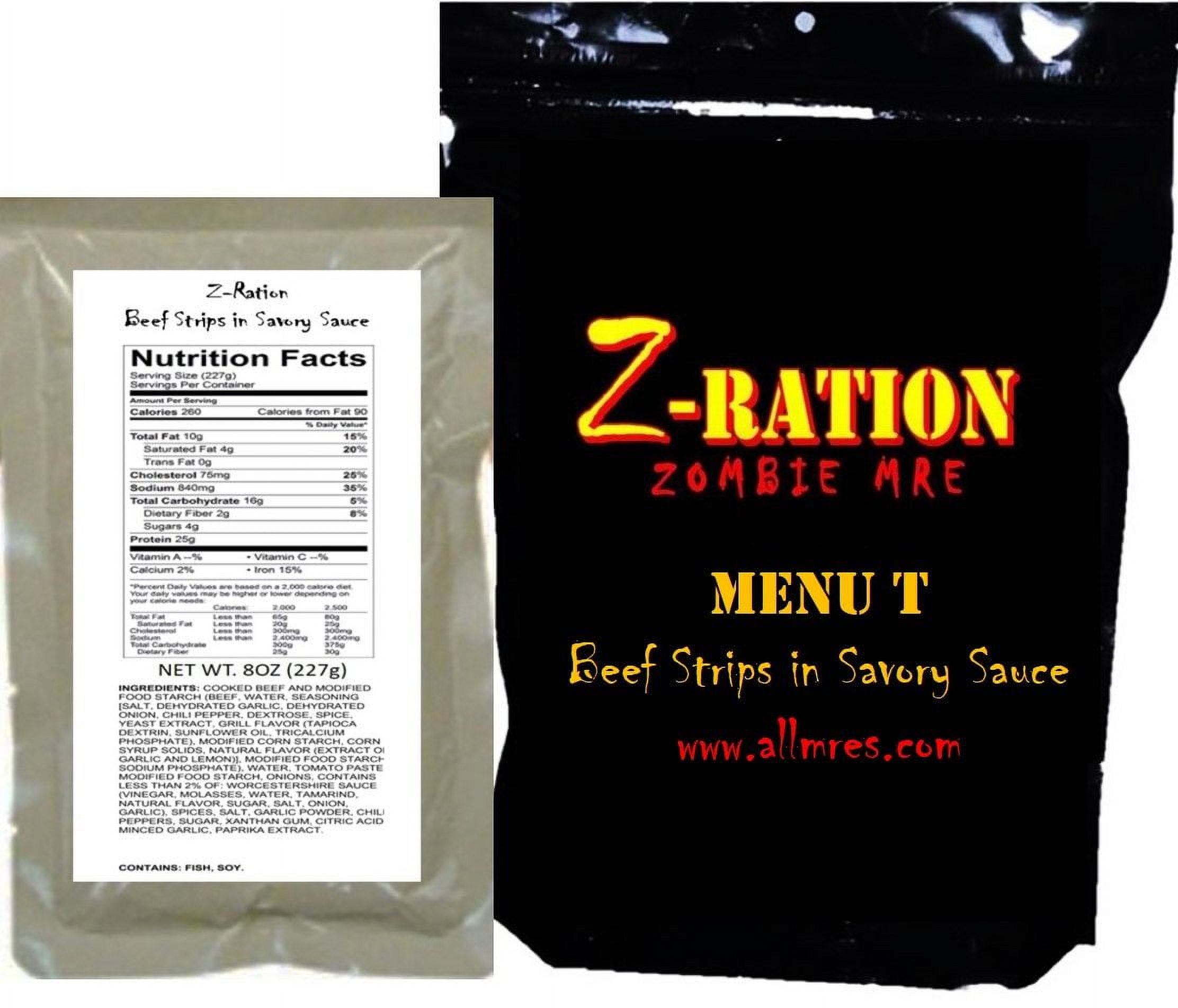 Z-Ration - Menu T MRE (Ready-to-Eat) Beef Strips with Savory Sauce CXG7VJ