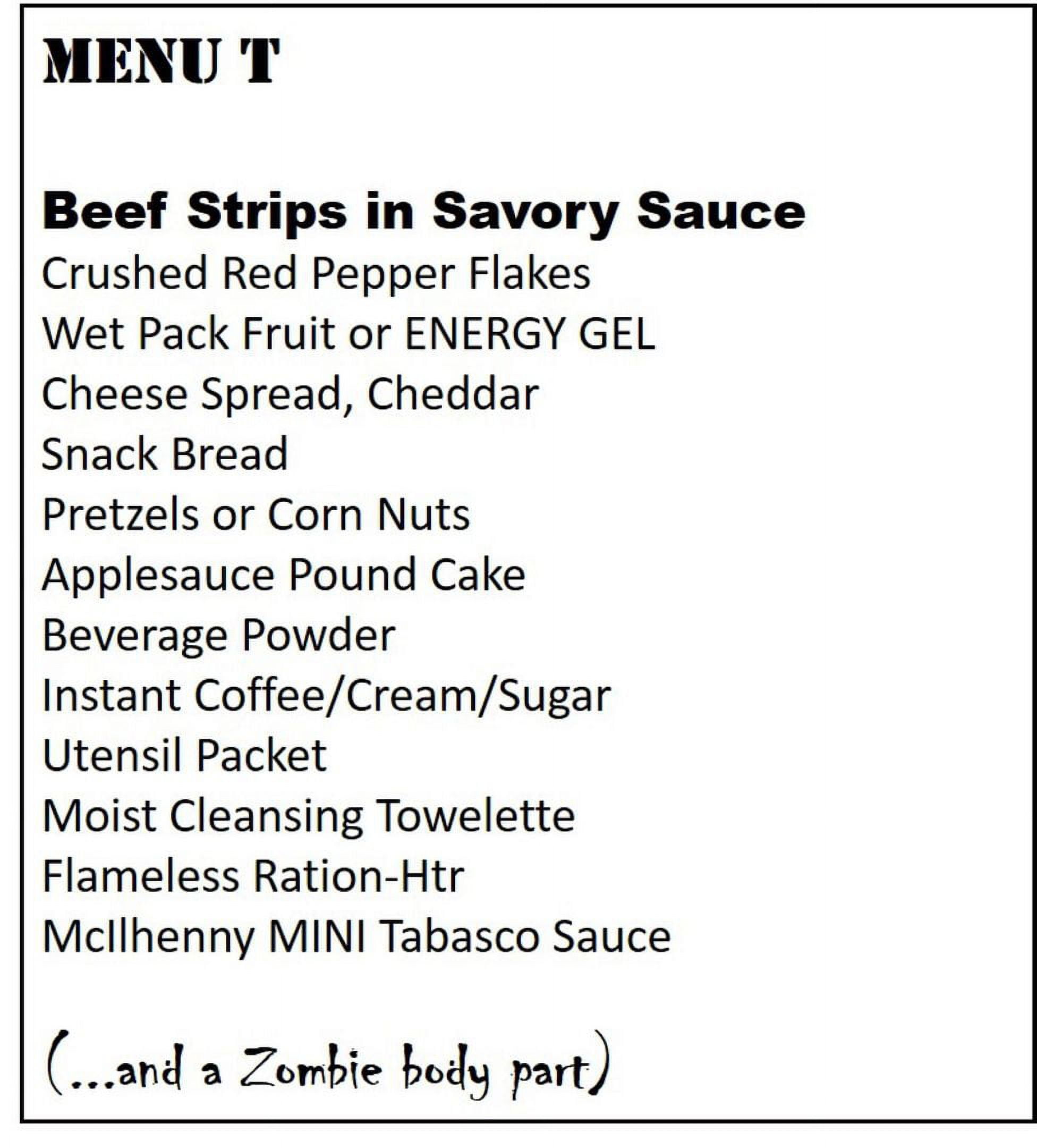 Z-Ration - Menu T MRE (Ready-to-Eat) Beef Strips with Savory Sauce CXG7VJ